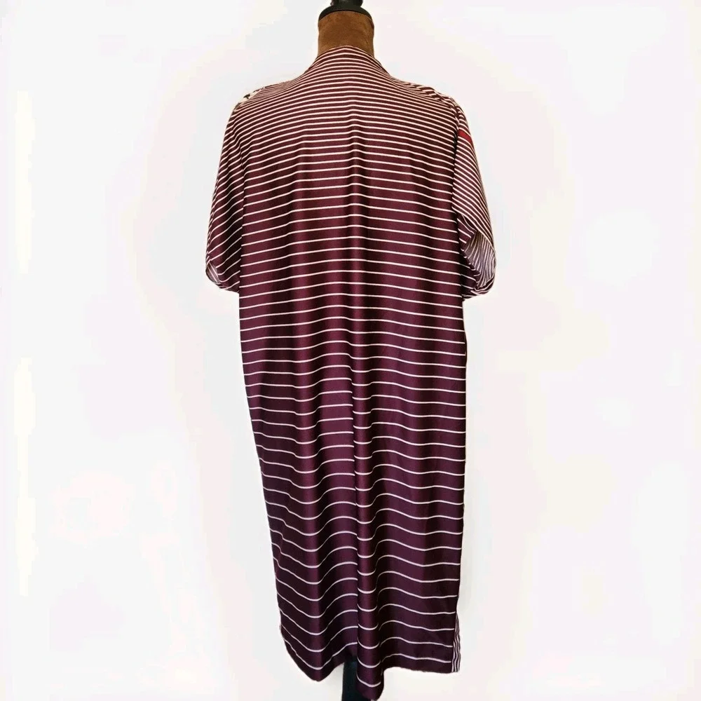 Handmade Vintage Cardigan Robe Short Sleeve Women's Floral Roses Striped‎ OS